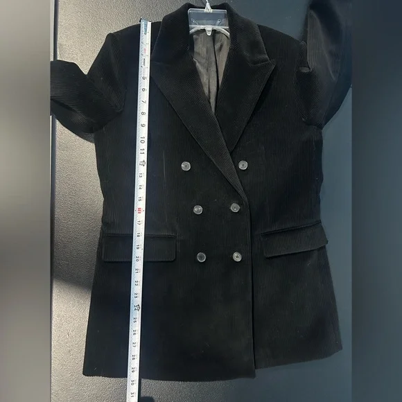 Kooples Womens Black Corduroy Double Breasted Jacket 100% Cotton NWT EU 40/8 - Picture 10 of 10